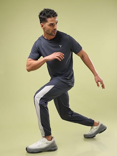 Image of TECHNOSPORT Men's Slim Fit Polyester Activewear Sports T-Shirt with Moisture-Wicking Comfort for Workout, Running & Gym