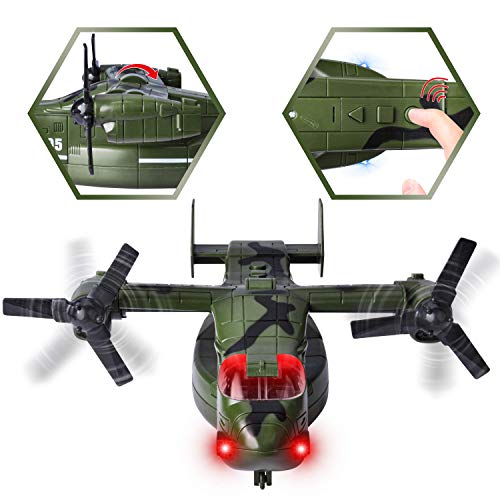 image for JOYIN Military Vehicle Toy Set of Friction Powered Transport Airplane 
