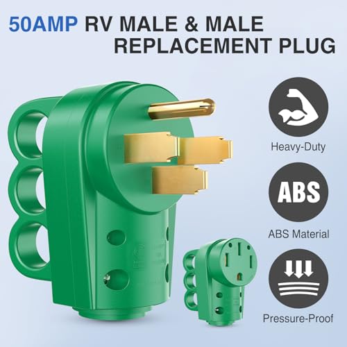 Image of Nilight 50 Amp RV Male and Female Plug Set | Heavy Duty 14-50P 14-50R Receptable 125V /250V Volt ETL Listed for Electrical Camper Caravan Motorhome Van Trailer