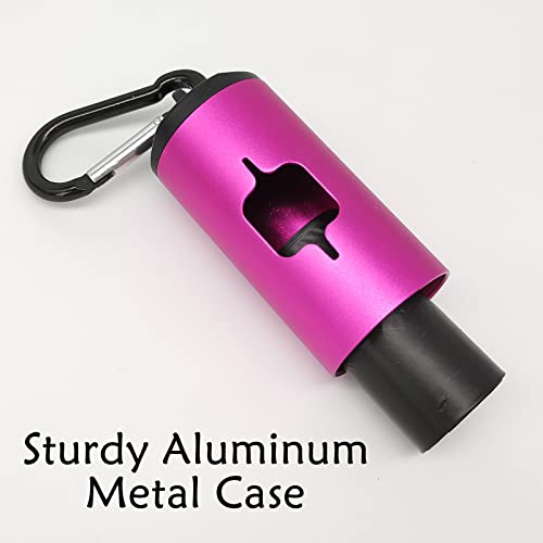 Yuchiya Aluminum Dog Poop Bags Holder With Carabiner Metal Pet Waste Bags Dispenser With Hook And Loop Fastener And Elastic Cord To Carry Used Bags(Pink, 1 Holder 15 Bags) #TOP1