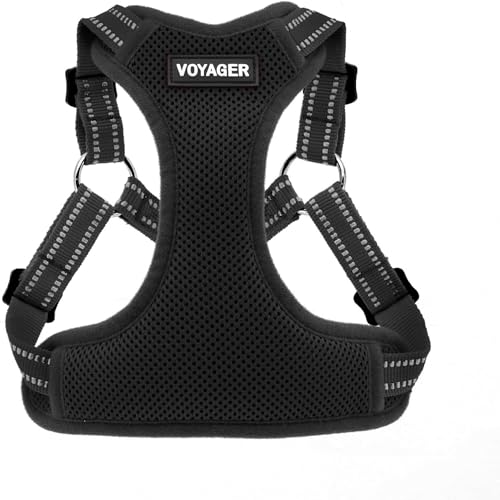Image of Best Pet Supplies Voyager Adjustable Step-in Flex Breathable Mesh Dog Harness for Small Medium Large Dogs (Black), M
