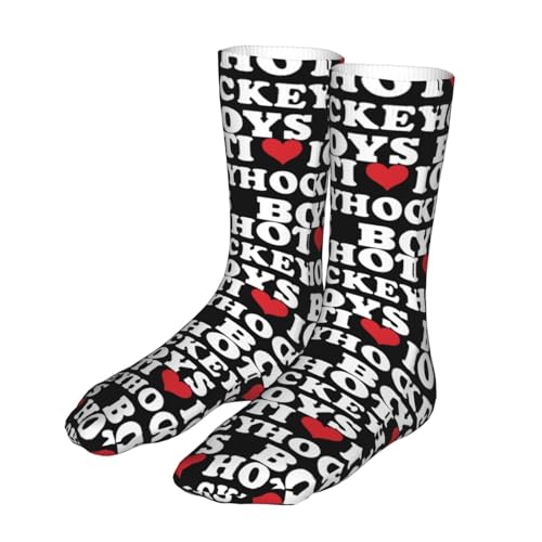 I Love Hot Hockey Boys Running Socks Breathable Round Neck Socks Sports Socks2