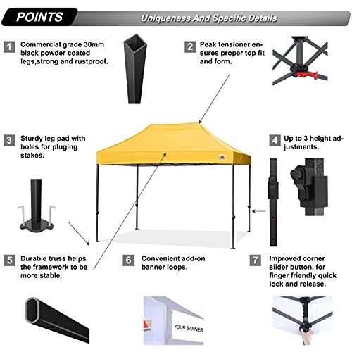 Image of ABCCANOPY Patio Pop Up Canopy Tent 10x15 Commercial-Series (Gold)