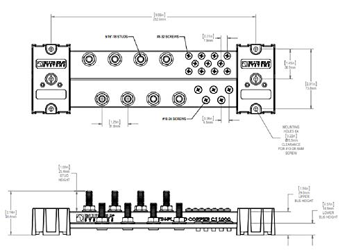 Blue Sea Systems 1992 PowerBar 1000 Stud with Cover, 8 x 5/16