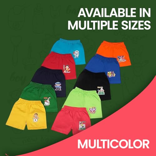 Image of BABA AND BABY 100% Cotton Printed Multicolor Shorts for Boys and Girls Pack of-10