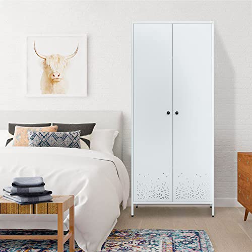 Cjf Storage Cabinet, Metal Wardrobe Armoire Closet With Hanging Rod For Bedroom, Laundry Room(White) #TOP5