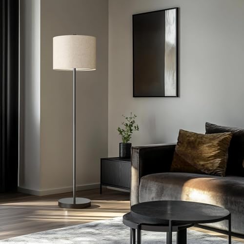 Image of Rellon Industries Floor Lamp for Living Room with 3 Shelves Decorative Metal Floor Lamp Standing Home Decoration Floor JuteLamp Shade Reading for Bedroom, Office,Kitchen (A2)