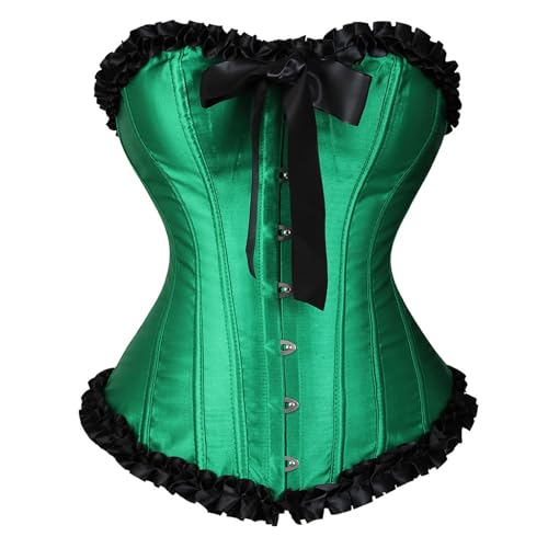 Women Corset Tops Boned Cincher Overbus Off Shoulder Shapewear Lingerie Push Up Lace Bodysuit Bustier Corset Womens Bustier Corset Top Plus Size Sexy Corsets Sets（Large,Green）