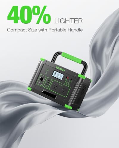 Image of GRECELL 999Wh Solar Generator 1000W Portable Power Station for Outdoor | With 60W USB-C PD Output, 120V Pure Sine Wave AC Outlet Home Camping Travel Hunting Backup Lithium Battery (Peak 2000W)