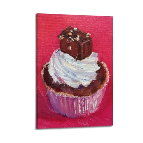Toile cupcake au chocolat décoration murale de salon de thé 20x30