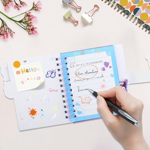 Heartsking Cartoon Notizbuch Mädchen, Hard Cover Notizblock Klein für Erwachsene Kinder, Ringbuch Notizbuch mit 65 Seiten, Geschenke für Kinder(3)