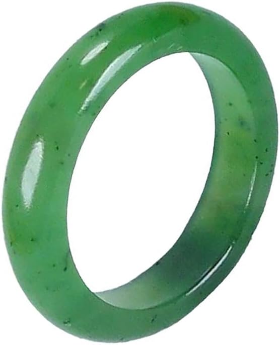 5-6mm 7-8mm Width Natural Hotan Jade Rings Good Luck Jewelry Natural Green Jade FengShui Ring for Women Men Unisex with Gift Box