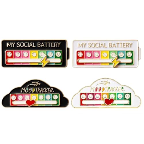 Image of 4 PCS Social Battery Pin Badge,Brooch for Women, Elegant Enamel Pins, Lightweight Fashion Pin with Secure Closure Brooch for Men Women, Fashion Accessories for Bags and Blazers for Daily,Bag Pins