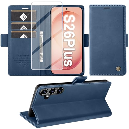 KOGENG Coque pour Samsung Galaxy S26 Plus, Magnétique Housse en Cuir PU Premium Etui à Rabat, Pochette de Flip Portefeuille Antichoc Coque Protection Telephone pour Samsung S26 Plus Case (Bleu)