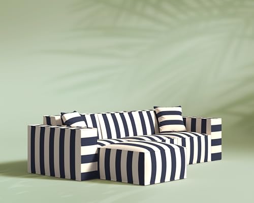 Image of ROVE LAB M1 Outdoor Sectional Sofa, Patio Furniture, Celestial Azure | Modular outdoor sectional with SolarWeave fabric, EcoDry fast-dry cushions, and tool-free assembly for outdoor living.
