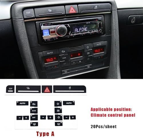 Car Air Conditioning Dash Button Sticker for Audi A4 B6 B7 2000-2008,Radio Dash Buttons Decal Replacement Stickers Auto Interior Accessories