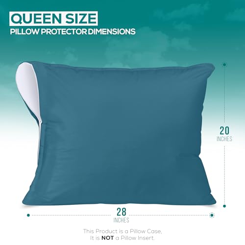 Image of Utopia Bedding Premium 100% Waterproof Pillow Protectors with Zipper Queen Size (Set of 2), Bed Bug and Dust Mite Proof Zippered Pillow Covers, Pillow Encasement Cases, Denim Blue