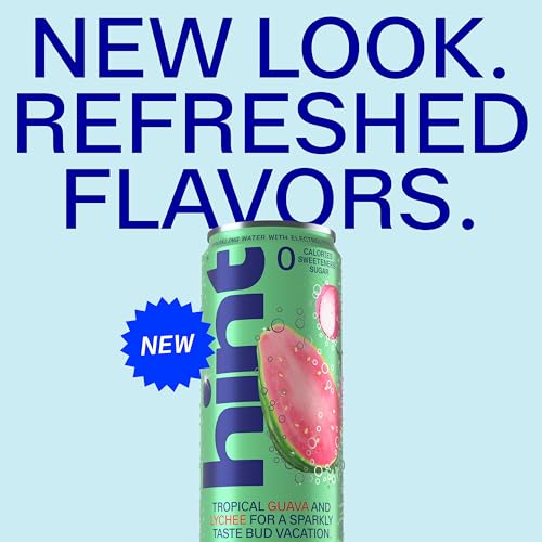 Image of Hint Sparkling Water with Electrolytes Added for Taste, Zero Sugar, Zero Calories, and Zero Sweeteners, 12 Fl Oz (Pack of 12) (12 Fl Oz (Pack Of 12), Guava Lychee)