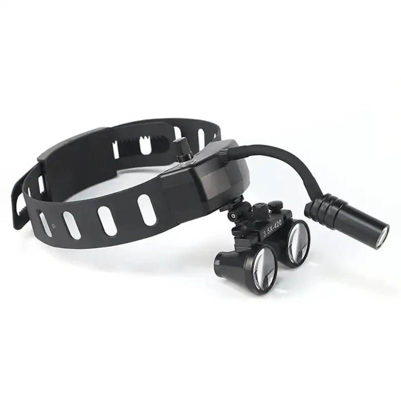 2.5X/3.5X Head Wearing Dental Magnifier Headband Binocular Loupes Magnifying Glass 5W LED Medical Spotlight Brightness Adjustable Headlight for Oral ENT Examination (2.5X-420)