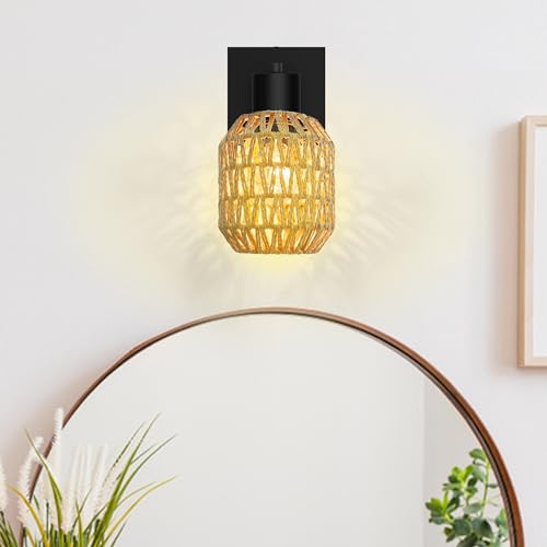 Chiclux Boho Rattan Wall Sconces Set Of Two thumb #8