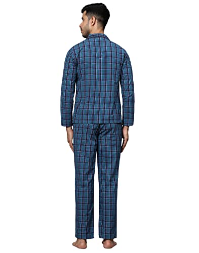 Image of B STORIES Men's 100% Cotton Full Sleeve PJ Set - Checkered Nightwear Set | Soft Loungewear | Comfortable Sleepwear | Stylish Casual Home Wear Shirt & Pant (S-XXL)