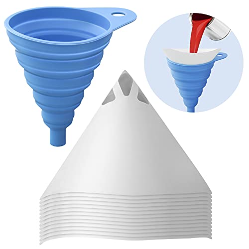 Paint Strainer with 100 Micron Filter Tips, Disposable Paint Strainers Filters Cone with Silicone Funnel for Home, Automotive, Art, Crafts & Painting Project