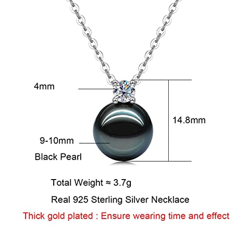 Anniversary Birthday Gfits for Wife - Tahitian Black Pearl Necklace- Gifts for Women Mom Girlfriend Her Christmas Mothers Day Valentine's Day Fine Jewelry Gifts Real 9-10mm Pearls Pendant4