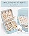 Vlando Travel Jewelry Case, Small Travel Jewelry Organizer Box for Girls Women - Blue