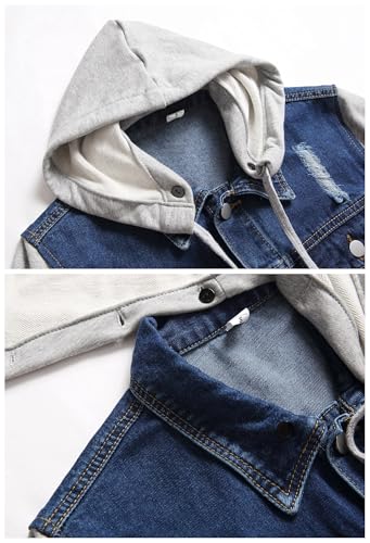LZLER Hoodie Jean Jacket for Men Casual Slim Fit Men's Denim Jacket with Hood3