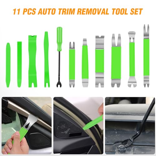image for GOOACC 11 PCS Trim Removal Tool Kit, Metal Pry Tool Auto Fastener Remo