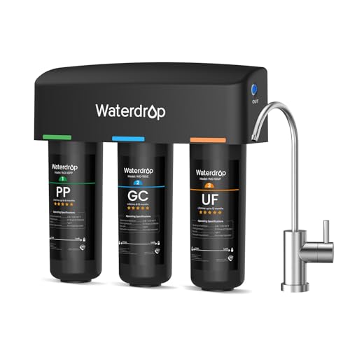 Waterdrop TSB-UF 0.01 μm Ultra Filtration Under Sink Water Filter System, 9 Layer Under Sink Water Filtration System, Reduces Chlorine, Fluoride, Taste and Odor, with A Separate Faucet, Quic