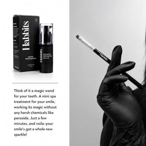 Image of Habbits Instant Teeth Whitening Serum - 30ml | Whiter Teeth From 1st Use | Enamel Safe Instant Teeth Whitener | Peroxide-Free | Tea Coffee Wine Smoking Stain Remover | Natural Charcoal & Peppermint