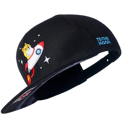 Cadency® Snapback Dogecoin Krypto, ajustable, color negro