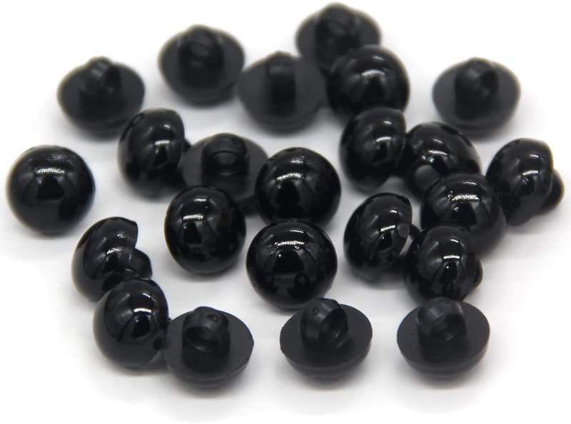 Miniatura 9 de 100 botones de seguridad negros de 0.394 pulgadas, cuentas redondas de plástico sólido abovedado, para ropa, camisas, faldas, abrigos, para juguetes