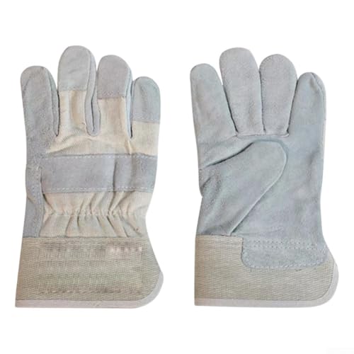 YobiLife Guanti da saldatura in pelle bovina, resistenti al calore, resistenti all'usura, guanti protettivi da lavoro per saldatura industriale, barbecue e attività all'aperto, colore grigio