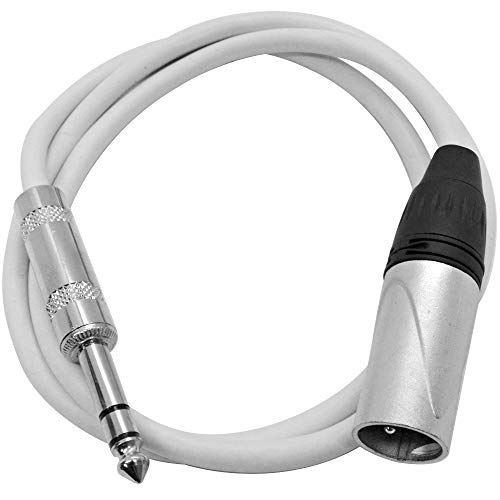 Câble de patch XLR mâle vers jack TRS Seismic Audio blanc pour table de mixage