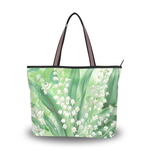 Tragetasche aus Seidenstoff mit Reißverschluss, stilvolle Handtaschen, lässige Schulterarbeit, für Abschlussball, Verlobung, Cocktailparty, Hochzeit, (Lily Valley Bellflower Green), Größe L