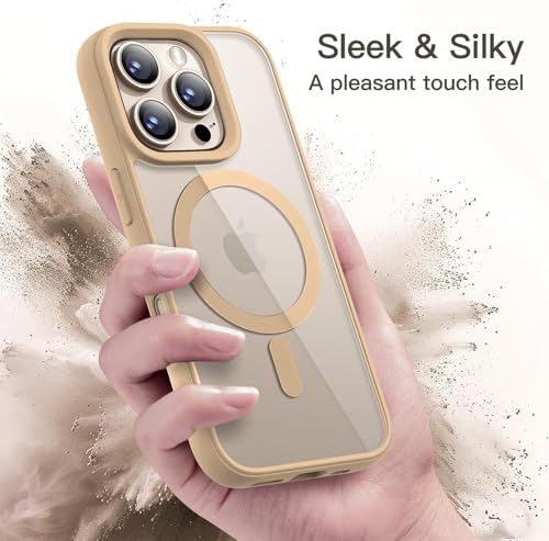 Image of DIZORO Compatible with iPhone 16 Pro Case, Compatible with MagSafe, Military-Grade Drop Protection Hard PC Back Cover Slim Transparent Anti-Scratch Shockproof Phone Case - Desert Titanium