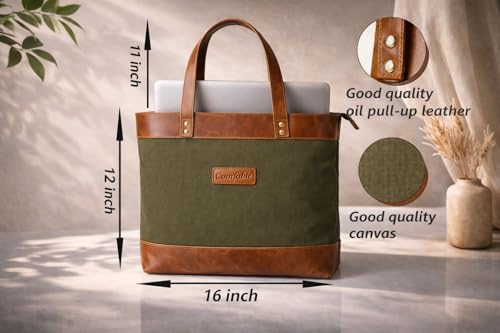 Image of Comfabie tote Bag for Women Handcrafted Women's Canvas Bag with pure Leather Shoulder Tote Bag & Handbag for Office and College | Women Office Bag for Ladies | Ladies Purse Handbag | leather tote bag