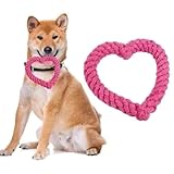 Qintreesify Pink Cute Dog/Cat Chew Toys, Dog Toys for Chewers, Heavy Duty Dental Dog Rope Toy for Dogs, Creative Love Heart Shaped Interactive,Puppy,Girl Puppy