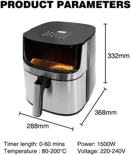 Friteuse à air 1500W Royal Swiss avec 8 programmes de cuisson tactiles - 4
