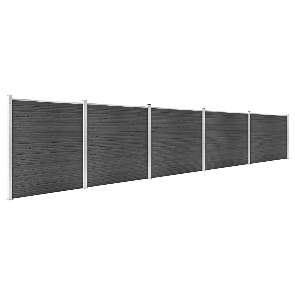 vidaXL Set Pannelli di Recinzione in WPC 872x186 cm Nero