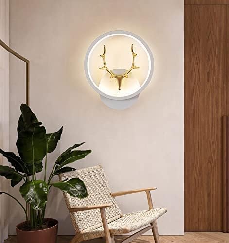 Image of Home Decore Led Fancy Wall Light,Night Lamp,Decorative Lamp,Wall Hanging Lights for Bedroom,Living Room,Color(Warm White+Natural White+Cold White).(white Round Deer Head)(Pack of 2)