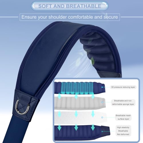 Image of ZINZ 3D Air Cushion Bag Strap 59 inch Adjustable Belt with Fixed Ultra-Thick Padded & Dual Clasps & Swivel Hooks, Breathable and Comfort Strap for Bags,Blue
