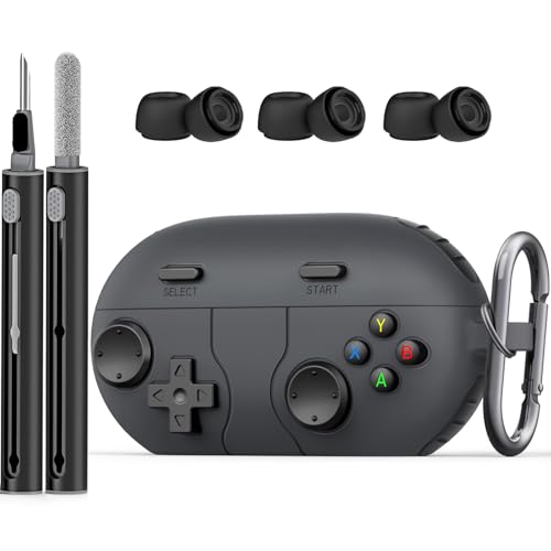 Cases for Beats Solo Buds 2024 Case Cover Retro Funny Shock-Proof Protective Silicone Compatible with Beats Solo Buds Wireless Earbuds with Cleaning Kit and Keychain Accessories-Black