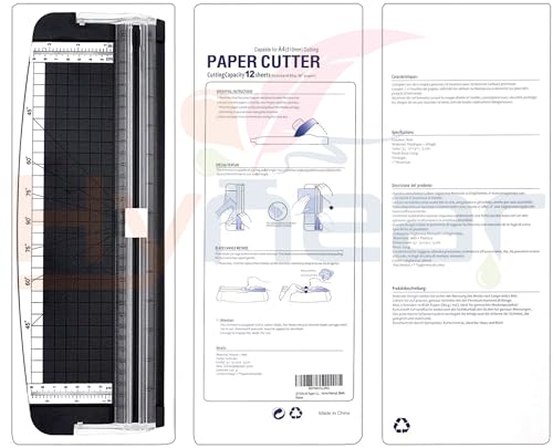 Image of Canoff Paper Cutter, A4 Paper Trimmer 12 inch Cut with Automatic Hand Safeguard and Side Ruler for Scrapbooking, Coupon, Craft Paper, Cardstock, Label and Photo (Pack of 1) (Colour May be Vary)