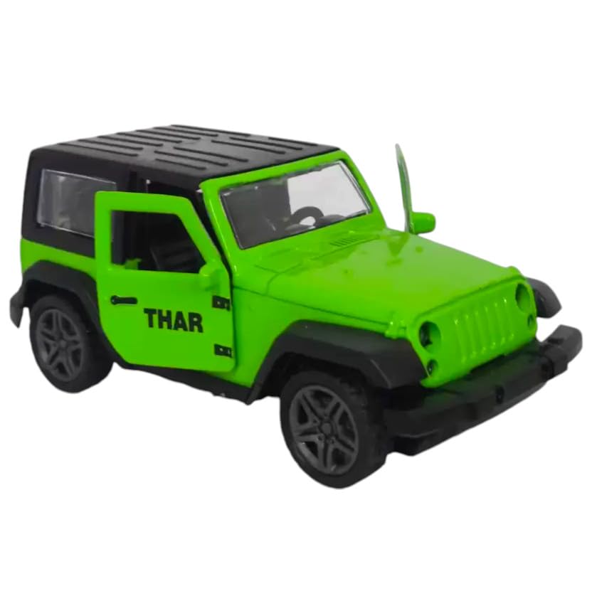 Image of SHAKTISM Thar Diecast Model Toy, 1:32 Scale with Sound & Lights Pull Back Collectible Vehicle Toy Door Opening Scale Car Model Birthday Gift for Boys Girls (Green-Diecast Metal Car)