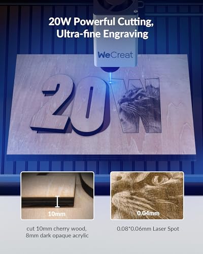 Image of WECREAT Vision 20W Laser Engraver, with Smart HD Camera & Auto-Lifting, Desktop Diode Laser Engraver and Cutter Machine for Beginners Wood Acrylic Metal Leather DIY Gift Making