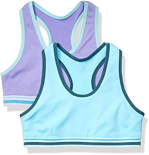 Amazon Essentials Girl's 2-Pack Active Sports Bra, Aqua/Purple, S (6/7)