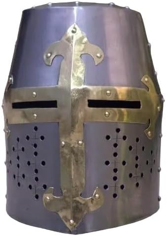 Handmade metal medieval knight helmet Templar helmet Crusader helmet Replica helmet Functional helmet Decorative helmet Collectible helmet Wearable helmet